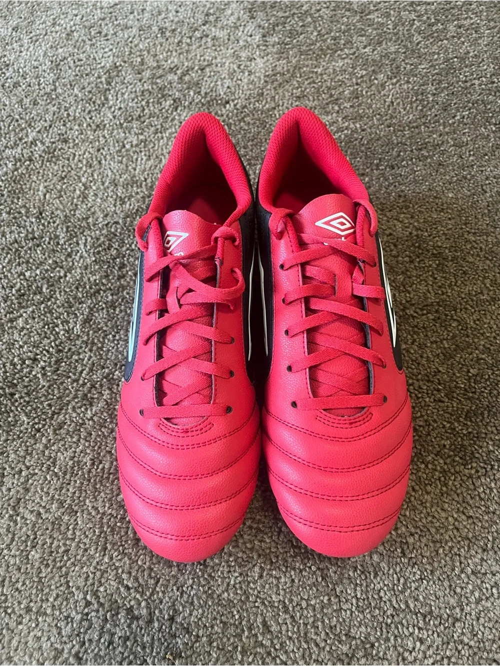 Umbro Red and Black Soccer Cleats with White Logo